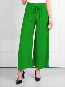 Bamboo Feeling Full Length Pants W/ Tie Belt and Pockets